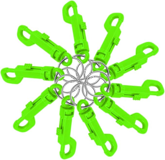Lucky Line Plastic Key Clip for Backpacks, Belts, Keys, Party Favors, Arts and Crafts, Neon Green, 25 Per Bag (41540)