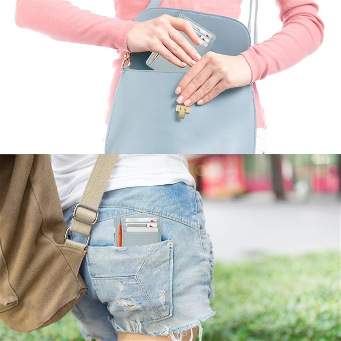 GH GOLD HORSE Slim RFID Blocking Card Holder Minimalist Leather Front Pocket Wallet for Women | Slim