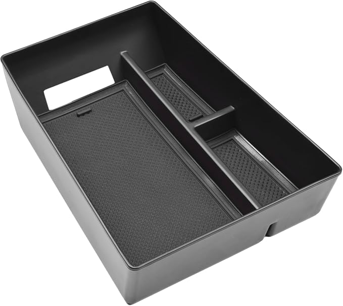 HGWEI Center Console Organizer Compatible with BMW X5/G05 X7/G07 2019-2026, X6/G06 2020-2026 Armrest Storage Box Insert Tray with Rubber Mat, Black