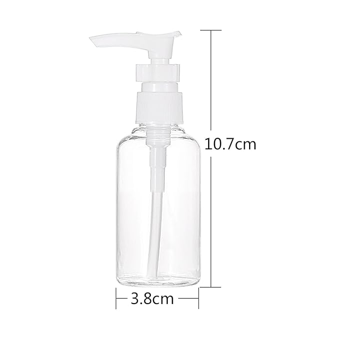 TecUnite 6 Pack Small Pump Bottles Clear Travel Bottle Plastic Empty Spray Dispenser Hand Lotion Sanitizer Refillable Accessories Set with Small Funnel for Flight, Airport, Holiday