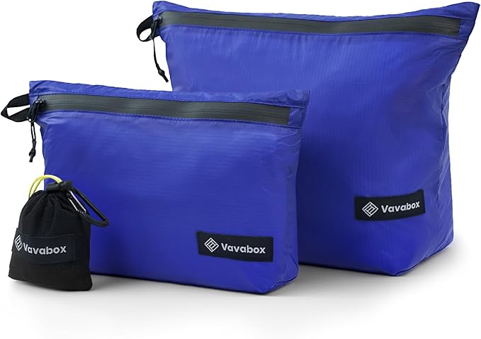 Vavabox Extremely Light Toiletry Bag for Women, Water-Resistant Zipper Pouch, Nylon Makeup Bag Travel essentials for Men Camping Gym (Dark Blue)