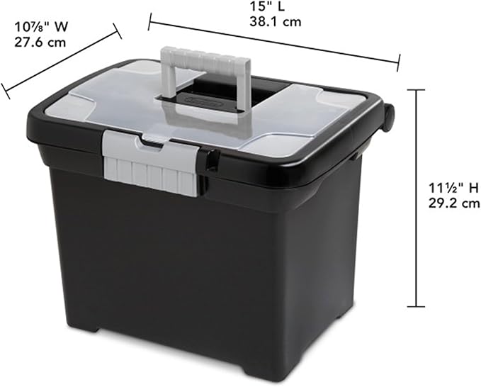 Sterilite Portable Lockable File Box Organizer with Handle and Clear Lid (12 Pack)