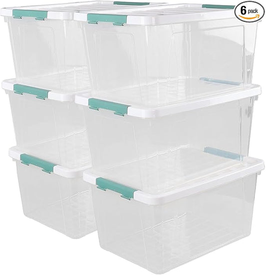 Xyskin 35 Quart Clear Large Storage Box, Plastic Storage Bins, Set of 6