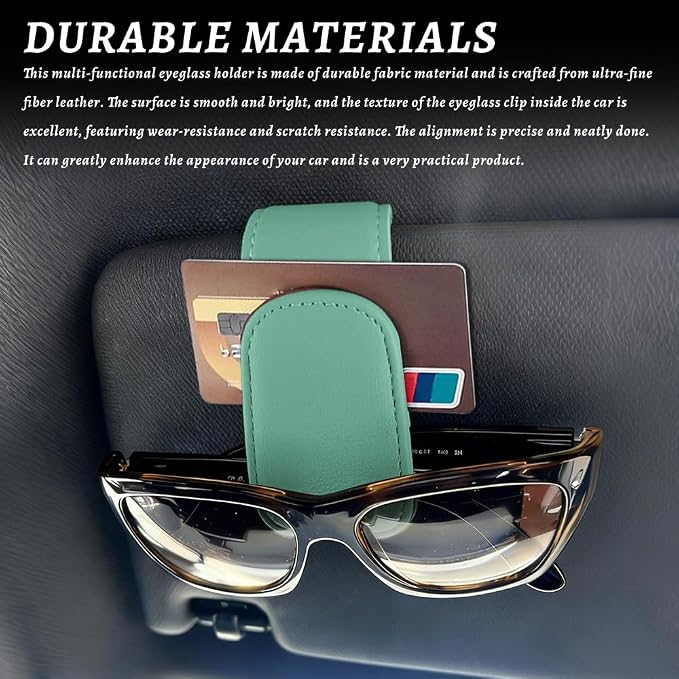 Sunglass Holder for Car, Car Sunglass Holder, Magnetic Leather Sunglasses Holder and Ticket Card Clip, Auto Multi-Functional Sun Visor Eyeglass Holders for SUV Pickup Truck (Neilan)