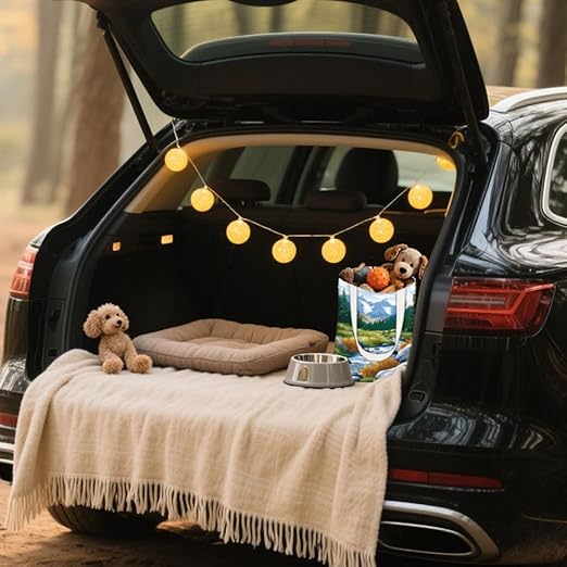Mountain Forest River View Car Trash Bag Portable Hanging Garbage Bag with Snap Buttons Back Seat Rubbish Storage Dustbin for Women Man Car Interior Accessories Kitchen Home Travel