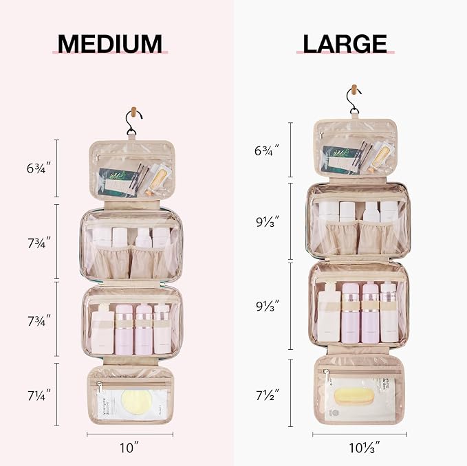 BAGSMART Toiletry Bag Hanging Travel Makeup Organizer with TSA Approved Transparent Cosmetic Bag Makeup Bag for Full Sized Toiletries(Sage Green)