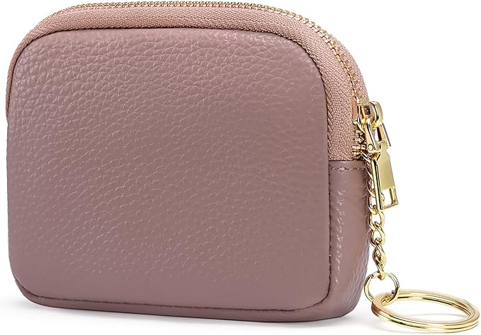 SENDEFN Mini Coin Purse Soft Leather Small Coin Pouch Purses Women Zipper Pocket with Key Ring