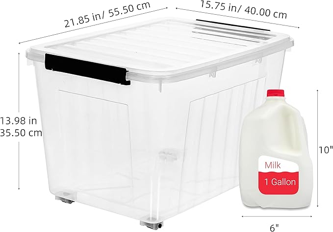 Citylife 82 QT Clear Plastic Storage Bins with Lids Stackable and Nestable Storage Boxes with Lids Large Plastic Storage Containers for Garage, Closet, Kitchen, 4 Packs