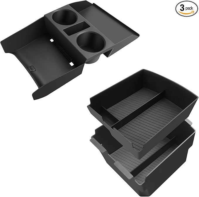 Double-Layer Center Console Armrest Organizer + Lower Center Console Tray for 2026 2025 Hyundai Tucson(Limited/Hybrid/Plug-in Hybrid), 2026 2025 Hyundai Tucson-ONLY Fit with Electronic Shift