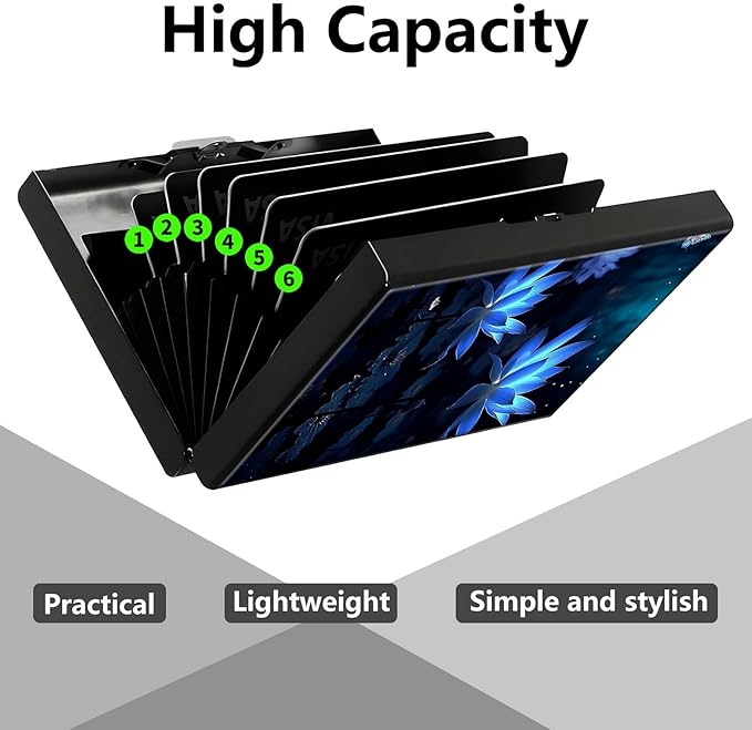Credit Card Holder, Flower Lotus Design Mini RFID Blocking Aluminum Wallet Slim Metal Hard Case Shell Travel Wallet ID Case Small Credit Cards Case Business Cards for Women Men Girls