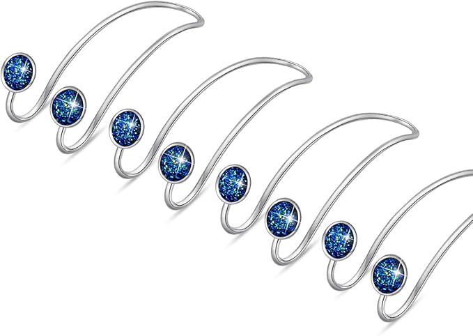 4 Pack Bling Bling Car Hooks, Universal Car Headrest Hooks, Strong Stainless Steel Car Seat Headrest Hanger Hooks for Purses & Grocery Bags (Blue)