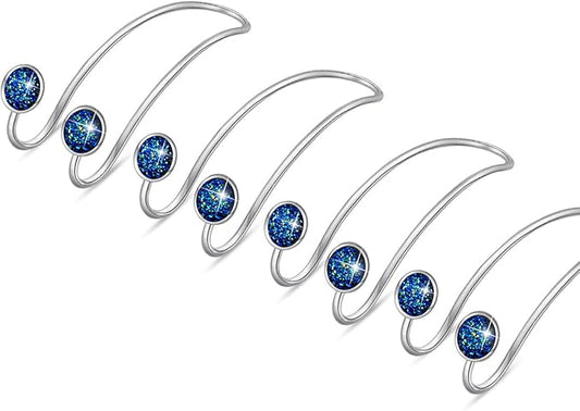 4 Pack Bling Bling Car Hooks, Universal Car Headrest Hooks, Strong Stainless Steel Car Seat Headrest Hanger Hooks for Purses & Grocery Bags (Blue)