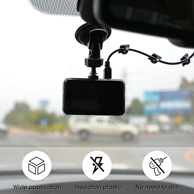 EBOOT 1000 Pieces Adhesive Cable Wire Clips Strong Cord Clips Wire Holders Cable Cord Management Straps Clamps Tie Holder for The Wall, Under Desk, Car, Office and Home