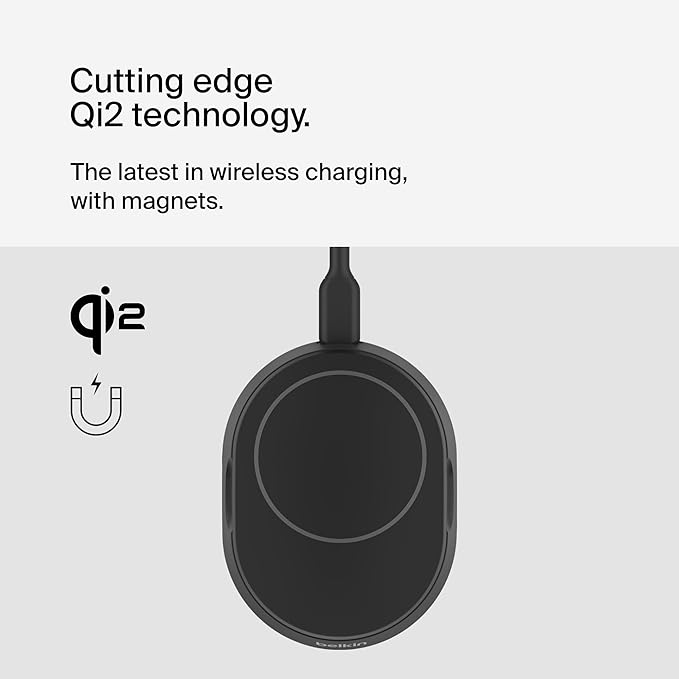 Belkin Convertible Magnetic Charging Stand 15W - MagSafe-Compatible Qi2-Certified Wireless Charging Station, iPhone Charger for Apple iPhone 16 Series, Airpods Pro, & More, No PSU - Black (2-Pack)