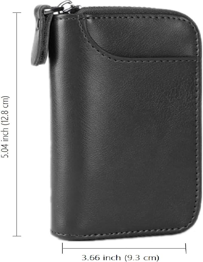 BAKUN Large Zipper Leather Car Key Case, Key Holder Key Organizer Wallet, With 16 Hooks(Black)