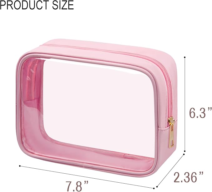 TSA Toiletry Bag Clear Makeup Bag Travel Essentials Cosmetic Bag for Men and Women Pink 2Pcs