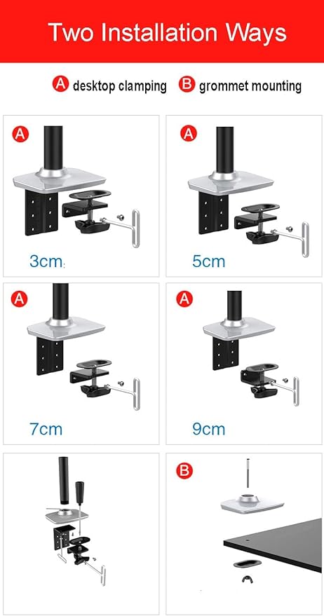 XSJ8013C Aluminum Alloy Ultra Long Arm LED LCD Monitor Holder Table Clamping Full Motion Monitor Mount Support (Silver)