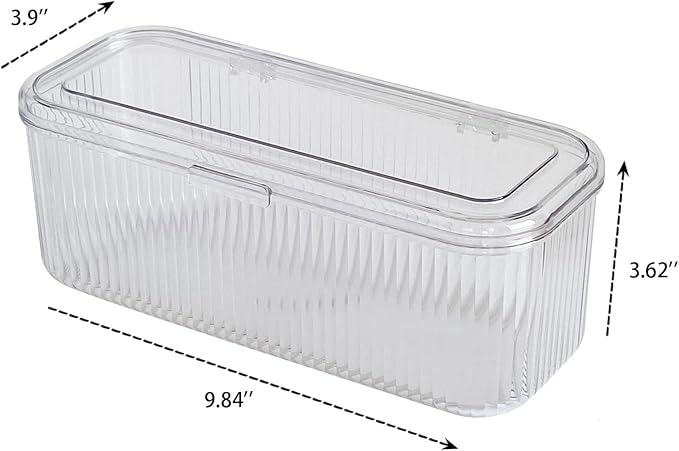 Clear Pen Organizer with Lid, Plastic Desk Drawer Accessories Storage Box for Home Office and School Classroom Organization, Art and Crafts Case for Marker, Pencils, Stationery