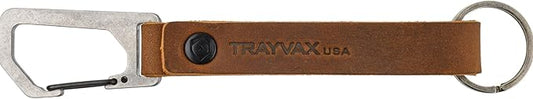 Trayvax Keyton Leather Keychain, Quick Release Carabiner Clip Key Chain for Men and Women, Stainless Steel