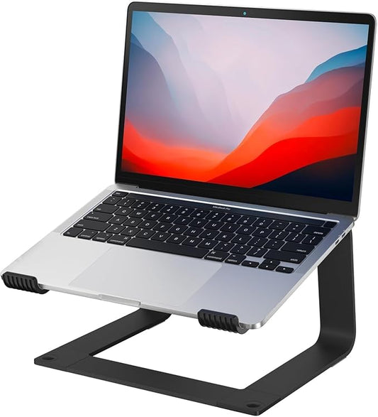 Laptop Stand for Desk Portable Computer Riser Metal Notebook Holder Printer Stand Office Desk Accessories Compatible with MacBook Air, Pro, Dell, HP, Lenovo and All 10-16" Laptops, Black