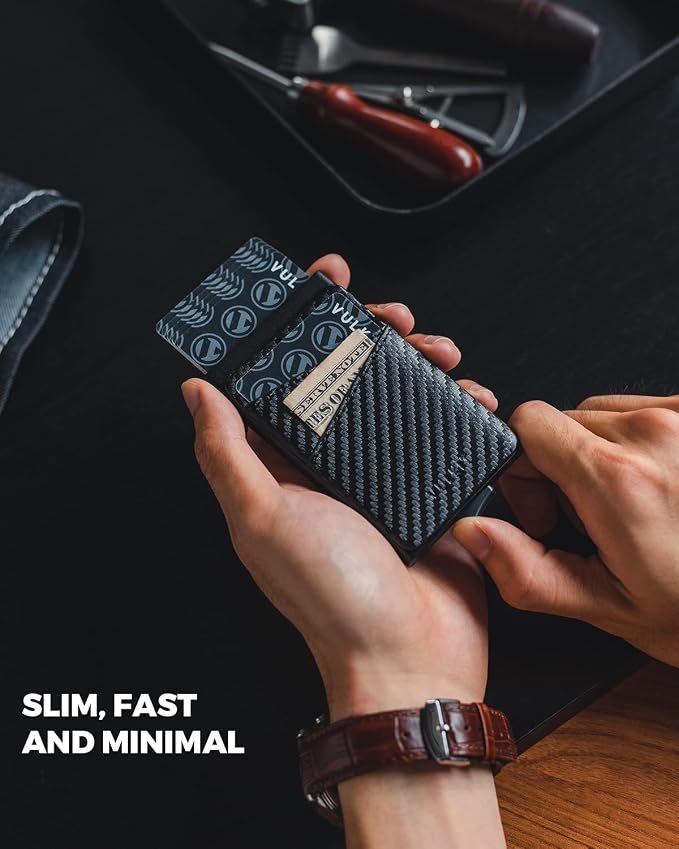 VULKIT Cardholder Wallet for Men Metal Wallets with RFID Blocking Layer Slim Minimalist Aluminum Wallet with Pop up Quick Card Access Business Card Holder, Holds up to 7 Cards