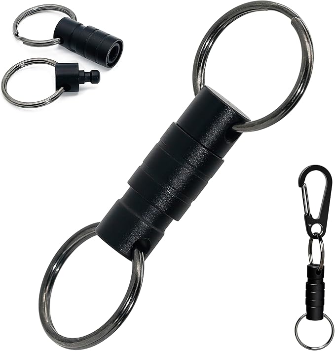 Quick Release Keychain Clip, Small Carabiner Clip & Pull Apart Detachable Key Ring, Car Key Chain Hooks Keyring