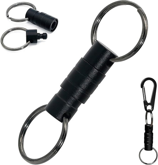 Quick Release Keychain Clip, Small Carabiner Clip & Pull Apart Detachable Key Ring, Car Key Chain Hooks Keyring