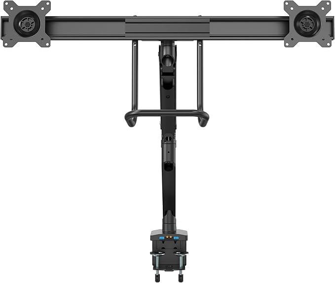 StarTech.com Desk Mount Dual Monitor Arm with USB & Audio - Slim Adjustable Dual Monitor VESA Mount for up to 32" (17.6lb/8kg) Displays - Ergonomic Articulating - C-Clamp/Grommet (ARMSLIMDUAL2USB3)