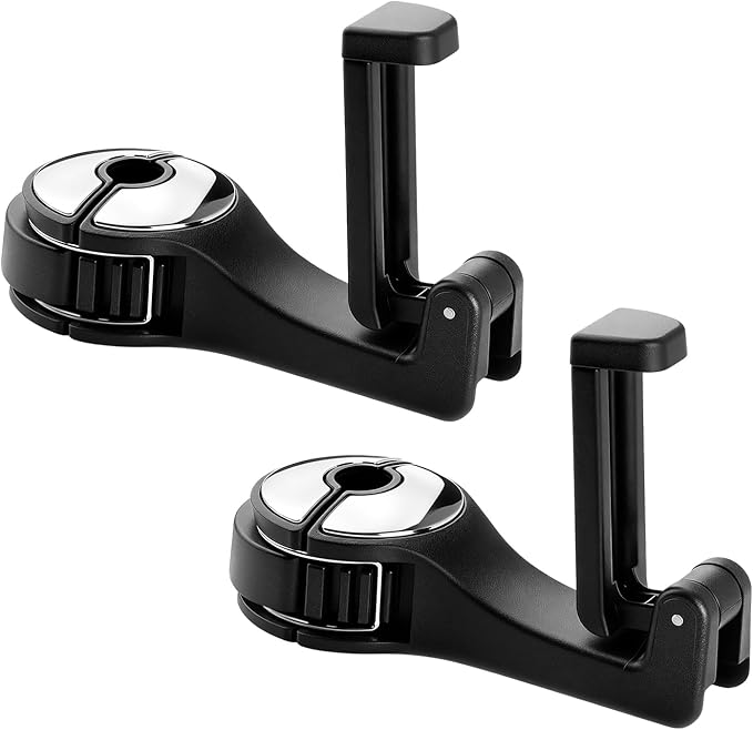 Hidden car Purse Hook and Phone Holder Purse Hook Holder for car seat Back Hooks Automotive seat Back Organizer headrest Hooks for Bags (Silver, 2)