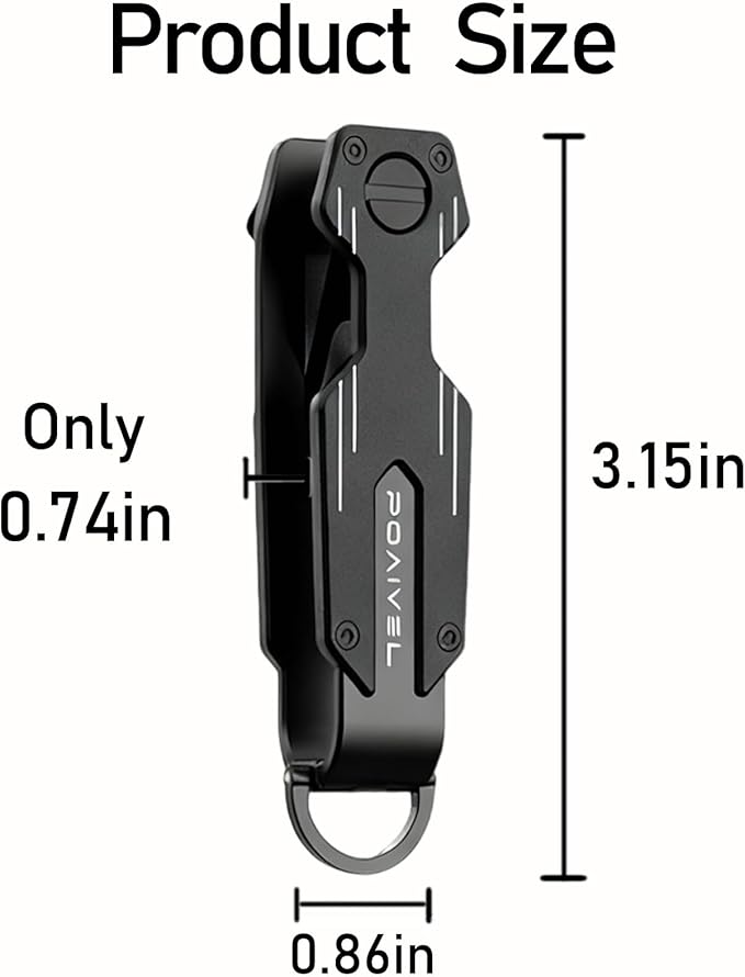 Key Organizer for Keychain, Key Holder with Pocket Clip & Carabiner, Key Rings for Car Keys, Key Case up to 6 Keys