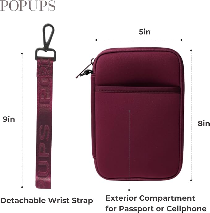 POPUPS Passport Travel Wallet for Women - Large Multiple Document Organizer and Holder with Wristlet (Berry)