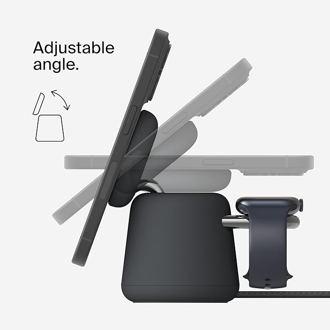 Belkin 2-in-1 Qi2 Wireless Charging Dock 15W Fast Charge iPhone Charger Compatible with iPhone 17, 16, 15, 14, and 13 Series, AirPods, and Other Qi2 Enabled Devices, Includes Power Supply - Black