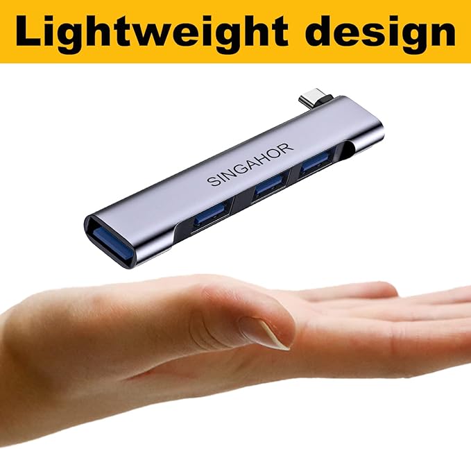 USB C Hub, 4-Port USB Splitter, USB Hub for Laptop with 1 USB 3.0 Port and 3 USB 2.0 Ports for MacBook Air/Pro, iPad Pro, PC and More Type C Device