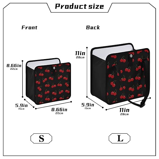 Red Cherry Car Trash Can, Foldable Hanging Car Trash Bag, Small Waterproof Car Accessories Garbage Bin