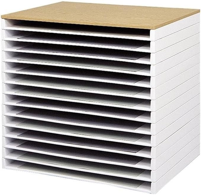 Pemberly Row Giant Stack Tray Set for 24" x 36" Documents, White Finish, HDPE Plastic, Steel Reinforced, Stackable Up to 5 ft, 300 lbs Capacity, Office Filing Storage System
