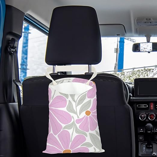 Abstract Floral Car Trash Can, Car Trash Bag Hanging, Waterproof Cars Back Seat Hanging Organizer and Storage Trash Bags for Vehicle Travelling Camping