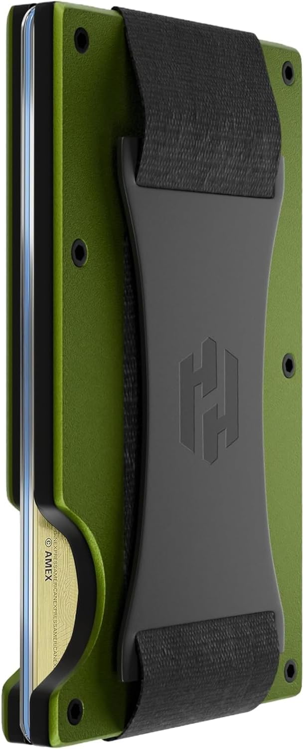 Hayvenhurst Wallet for Men - Slim RFID Blocking Metal Wallet with Cash Strap, Minimalist Front Pocket Credit Card Holder, Small Mens Wallet