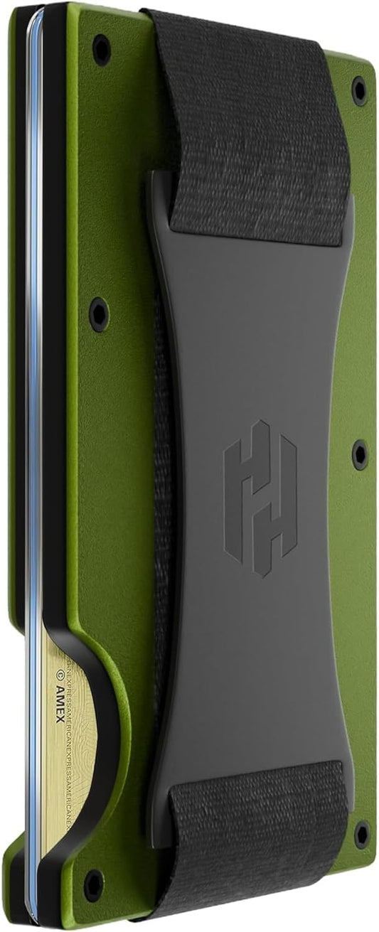 Hayvenhurst Wallet for Men - Slim RFID Blocking Metal Wallet with Cash Strap, Minimalist Front Pocket Credit Card Holder, Small Mens Wallet