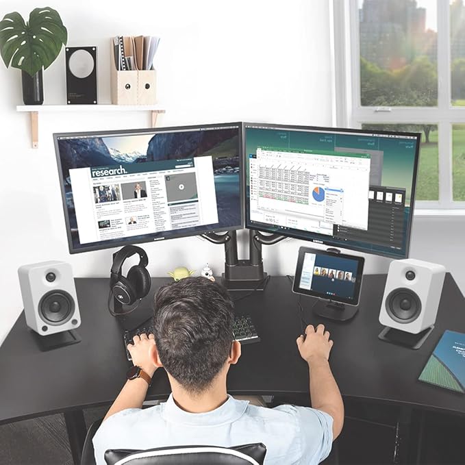 Kanto DMS2000 Dual-Monitor Desktop Mount for 17-inch to 32-inch Displays | Black