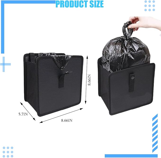 Car Trash Can, Foldable Hanging Multipurpose Vehicle Garbage Bag for Seat Console, Waterproof Collapsible Auto Interior Trash Bin Storage Organizer, Universal for Truck SUV RV (Small)