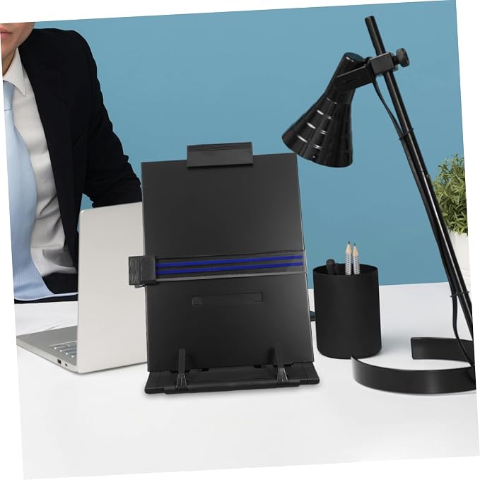 NUOBESTY Adjustable Reading Stand for Desk Metal Document Holder Clip for Typing and Studying Compatible Laptops and Books Office Supplies