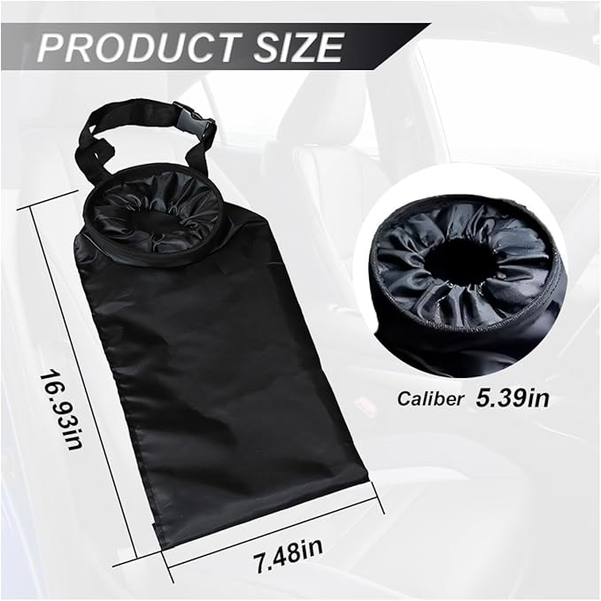 ZIMISI Car Trash Bag, Hanging Car Garbage Can with Elastic Opening, Portable Waterproof Collapsible Trash Can for Back Seat, Automotive Storage Organizer for Home, Outdoor (2PCS)