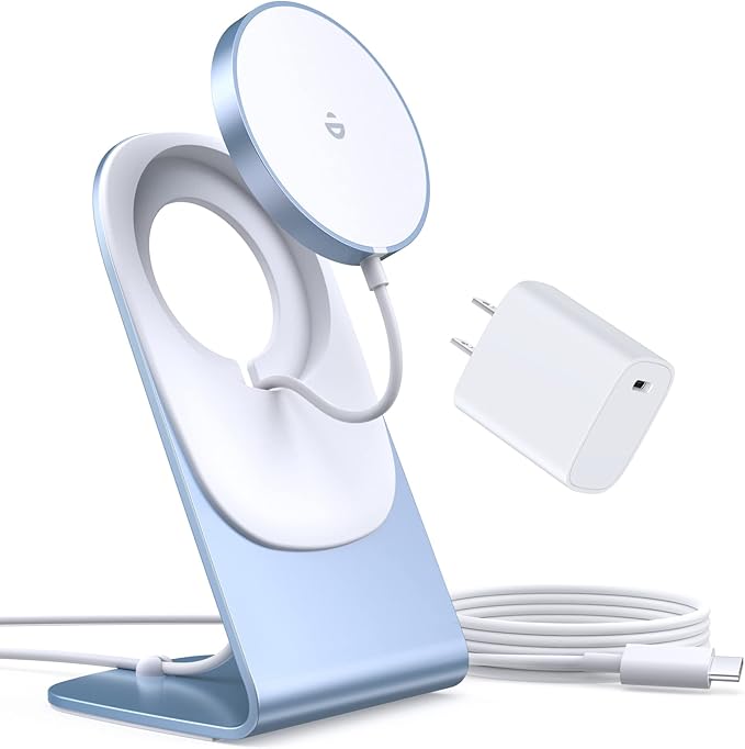 Magnetic Wireless Charger for iPhone 17/16/15/14/13/12 - Mag Charger+20W USB C Adapter, Fast Wireless Charging Stand/Pad with 5ft Cable for iPhone 17/16/15/14/13/12 Pro Max Plus Mini 17 Air, Blue