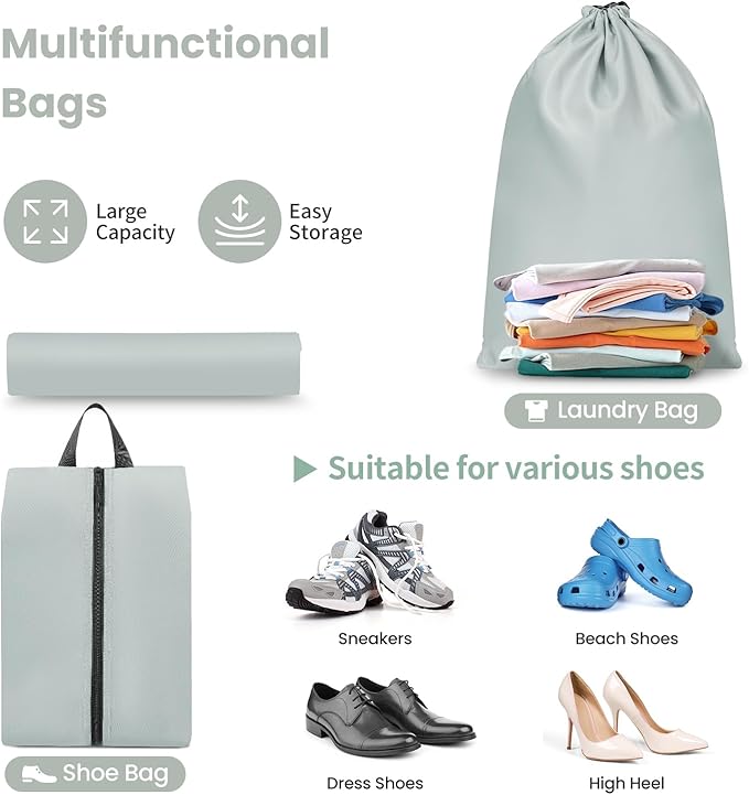 Mesh Packing Cubes for Travel, Durable Luggage Organizer with Sturdy Material and Double Zippers, Comprehensive Set for Travel Accessories Storage, 10 set, mint