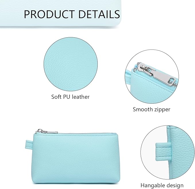 PU Leather Makeup Simple and Convenient Handbag Small Exquisite Storage Bag (PU/Clear Water Blue)