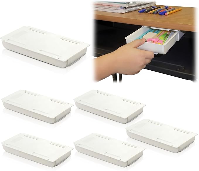 FoldTier 6 Pcs Student Desk Organizer for Classroom Under Desk Drawer for Students Adjustable Desktop Storage Dividers Organizer Accessories Supplies for Back to School First Day of School Gift