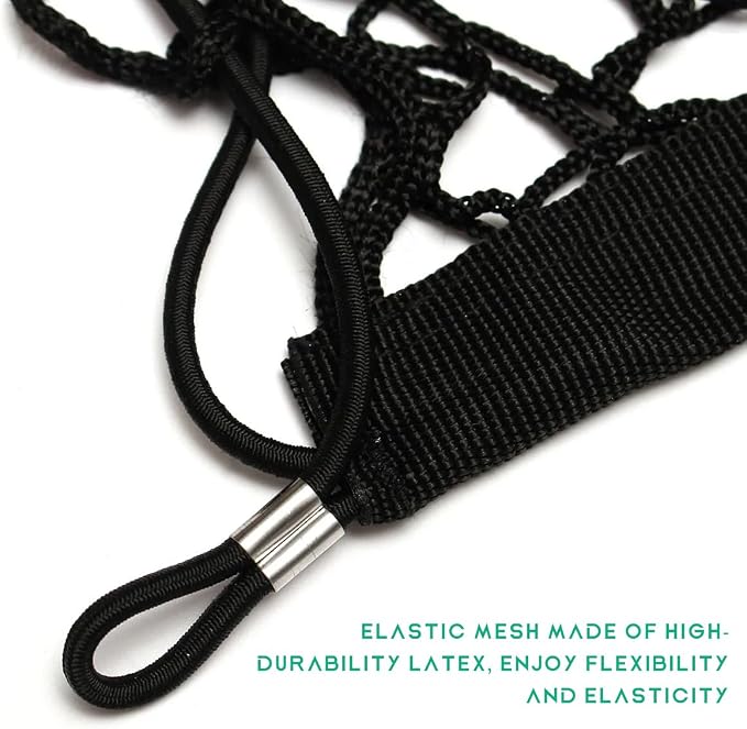 Stretchable Cargo Net, 35.4"×15.7" Adjustable Elastic Trunk Bed Storage Organizer Net with Hooks, Heavy Duty Automotive Luggage Rear Cargo Mesh Universal for Most Vehicles