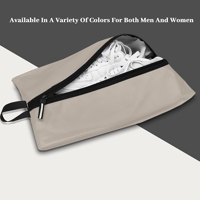 Shoe Bag Water-Resistant, Travel Friendly Golf Shoe Bag with Zipper for Sports Ideal for Gym,Spikes,Golf,Tennis (Off White, 1-Pack)