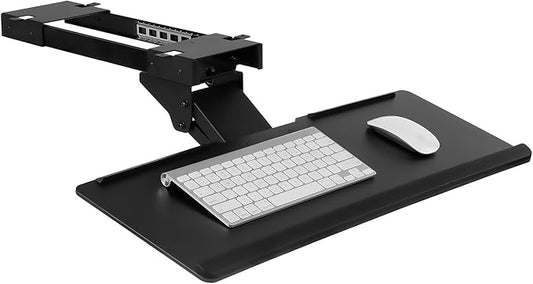 Mount-It! Under Desk Keyboard Tray Slide Out, Height Adjustable Keyboard Mount with Wrist Support, 26" Wide Large Platform, Tilt and Swivel for Office and Home, Black
