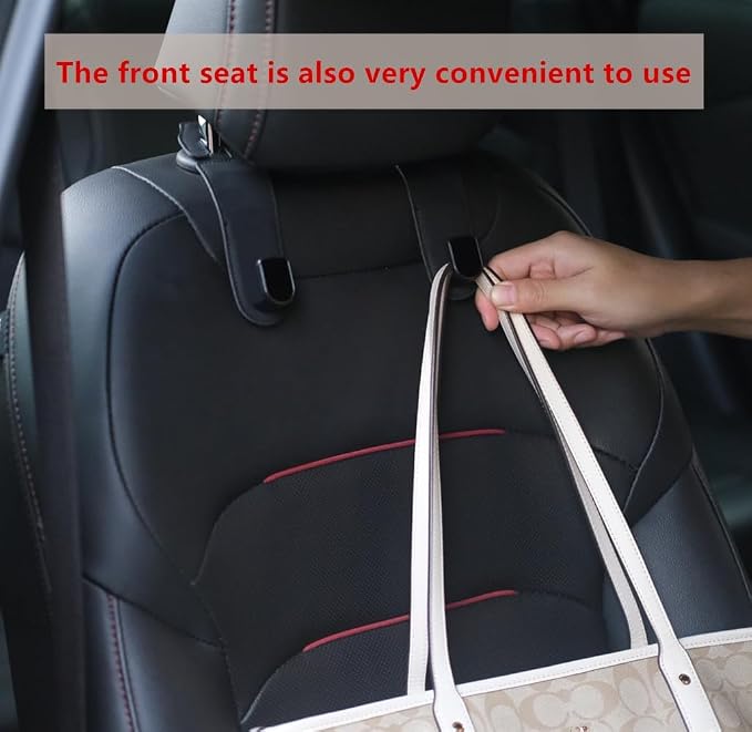 JEYODA Car Hooks for Purses and Bags,Flexible PU Vehicle Storage Hanger,Car Seat Back Organizer,Universal Hidden Multifunctional Headrest Hooks for Car，Home (black)